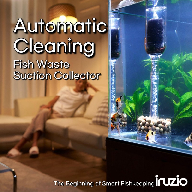 IRUZIO 2‑in‑1 Aquarium Gravel Cleaner Vacuum, Medium— Air‑Pump‑Driven, Near‑Zero Water Loss,
