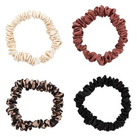 Pomchies Hair Band Set Soft Stretchy Satin Hair Ties, 4-Pack, Cheetah Multicolor