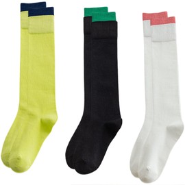 Dress Cici Cotton Compression Socks for Women with 2 Layer Cuff (3 Pairs: Black+Green+White)