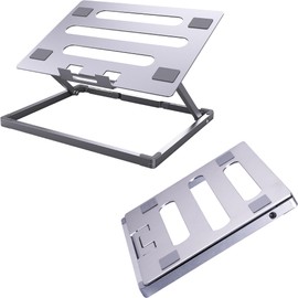 DANNY LIB Laptop Stand, Thin, Foldable, Easy to Carry in a Bag, Aluminum, Includes Simple Tool for Adjustment, Stepless Adjustment, Anti-Slip, Remote Use, Business Trips, Cafes, Coworking, Back Pain,