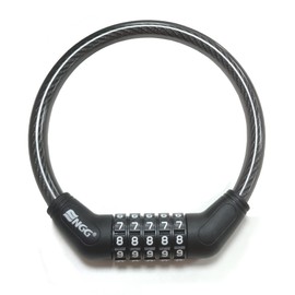 Bike Dial Lock, Wire Lock, Bicycle Lock, Length 47.2 / 59.2 inches (1,200 / 1,500 mm), Cross Section Diameter 0.5 inches (12 mm), 5 Digit Anti-theft (Black) (New Model 370mm)
