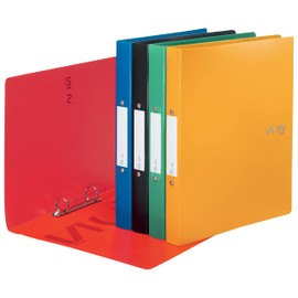 VON Leitz 42471099 Pack of 5 A4 Ring Binder with 2 Rings Polypropylene Folder 30 mm Spine Width for 190 Sheets Ring Mechanism for School, Study & Household, Multicoloured, Pack of 5