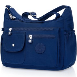 BTNEEU Shoulder Bag Women's Large Nylon Crossbody Bag Waterproof Large Handbag with Many Compartments Lightweight Shoulder Bag Medium Adjustable Messenger Bag for Shopping, Travel, School, beige, L