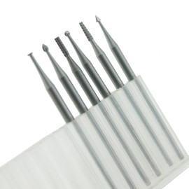 Luo ke 6 Pcs 3/32 Inch Shank Tungsten Steel Engraving Router Bits, Olive Amber Carving Drill Bits for Rotary Tool (Head Size: 1.4mm)