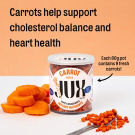 JUX Freeze-Dried Carrot Pieces 2-Pack Bundle | 100% Natural & Nutrient-Rich | Rehydrates Instantly for Smoothies, Pies & Salads. | Long Shelf Life | Equals 9 Fresh Carrots | No Additives, Vegan