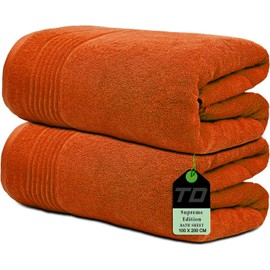 Textile Do Luxury Super Jumbo Bath Sheet (100 x 200 cm-700 GSM) 100% Egyptian Cotton Extra Lage Bath Sheet Towels (Cotton, Orange)