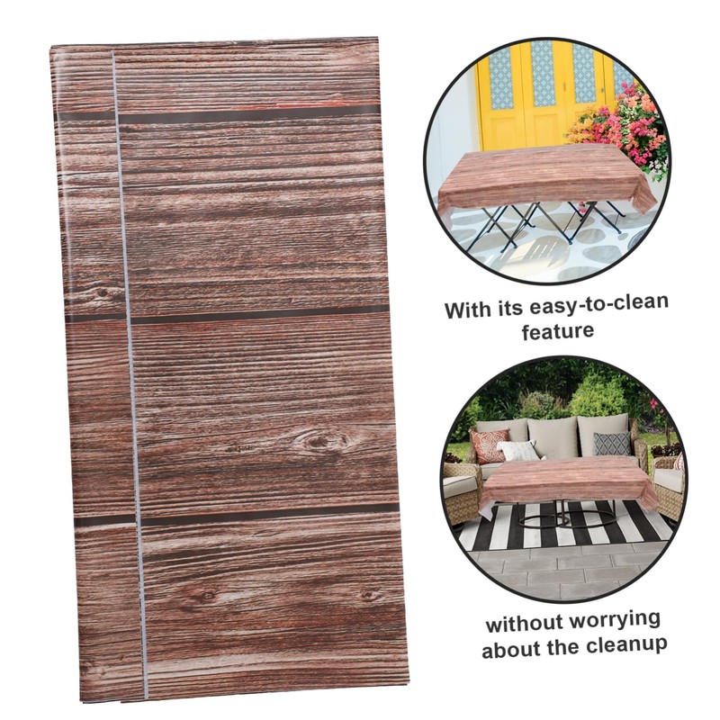 LABRIMP 4pcs Natural Wood Grain Tablecloth Dining Table Cover Vintage