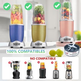 7 Piezas de Repuesto Nutribullet con Aspas Nutribullet Original, Vaso Nutribullet Original 32 Oz y 24 Oz, Juntas de Goma, Sello Flip-Top y TapóN Sellador, Compatibles con Licuadoras 600w/900w.