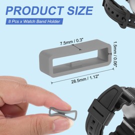 PATIKIL Watch Band Holder Loop, 8 Pcs Universal Silicone Watch Replacement Band Strap Keeper Parts for Smart Sport, Light Gray (26mm)