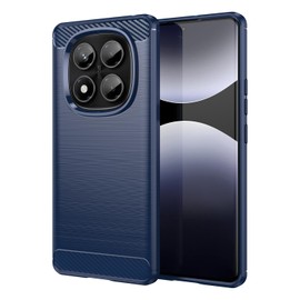SCL Case for Redmi Note 14 Pro 4G and POCO F7 - Anti-Slip Brushed Texture with Carbon Fiber Design, Shockproof Protective Soft TPU Cover for POCO F7 - Blue