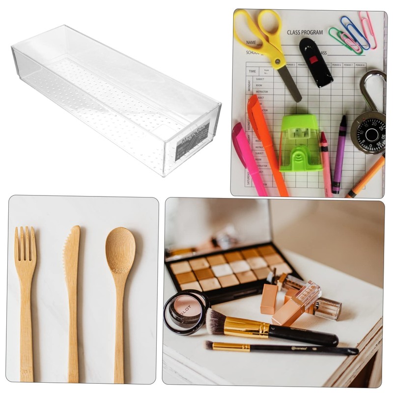 WOONEKY Desk Drawer Organizer Storage Container Translucent for Makeup Kitchen