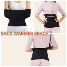 Zouwel Belly Warm Waist Belt Back Warmer Cashmere Kidney Lower Back Support Belt Brace Abdominal Stomach Kidney Trimmer Band Warming Knitted Waist Brace Thermal Knit Lumbar for Women Daily Wear Black
