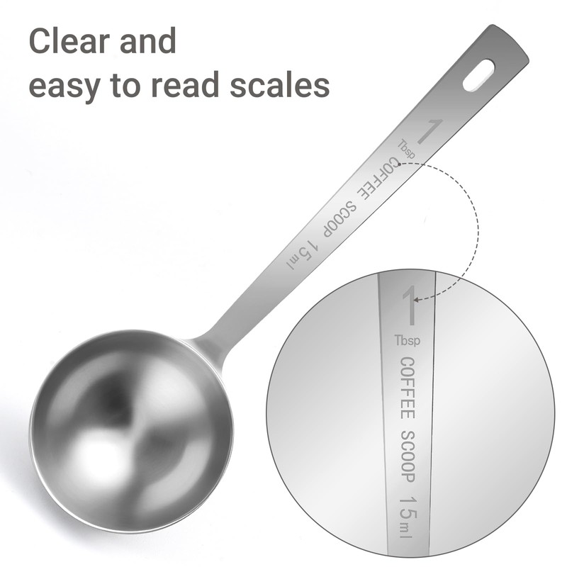 Flezoo 4Pcs Coffee Scoop Spoon - 1 Tablespoon 15ML Stainless