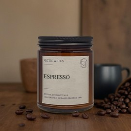 Espresso Coffee Candle - Arctic Wicks 9oz Non-Toxic Coconut & Beeswax Candle - Coffee Candles for Coffee Enthusiasts - Espresso Candle with Coconut & Beeswax - Clean Burning Non Toxic Espresso Candles