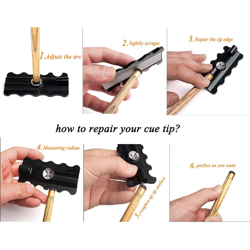 POFET 5 in 1 Billiard Cue Repair Tool Accessories Trimmer/Polisher/Shaper/Tapper