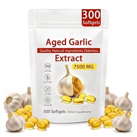 Odorless Aged Garlic Extract - 7500mg 300 Softgels Garlic 15:1 Extract Formula, 2 Years Matured Organic Aged Garlic, Natural Black Garlic Extract for Men and Women