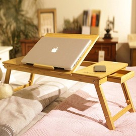 Solid bamboo folding laptop desk, sitting desk, bed tray, solid bamboo/expandable SUN / 대나무원목 접이식 노트북책상 좌식책상 베드트레이, 대나무 원목/확장형 SUN