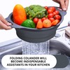 Small Food Strainer for Kitchen - Black Silicone Colander with