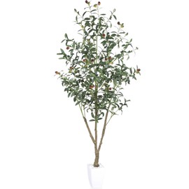 Artificial Olive Tree 5FT Tall Faux Silk Plant Fake Potted Olive Tree with Branch Leaves and Lifelike Fruits for Home Office Store Decor Indoor