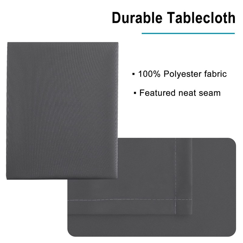 Hiasan Rectangle Tablecloth Grey - Wrinkle Resistant and Waterproof Washable