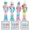 OUNONA 4-Piece Nutcracker Figurine Wooden Nutcracker Ornament Christmas Nutcracker Ornament