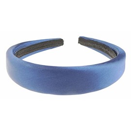 Girls SMALL HEAD Ladies Evening Wide Padded Satin 2.5cm Headband Alice Band (Navy)