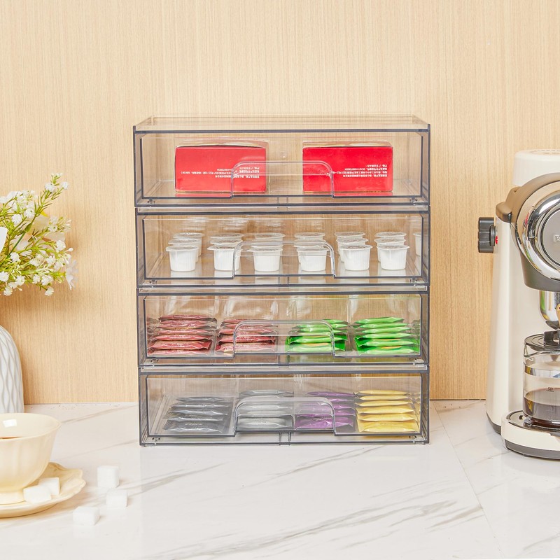 Vtopmart 12.1''W Clear Stackable Storage Drawers,2 Pack Acrylic Plastic Organizers