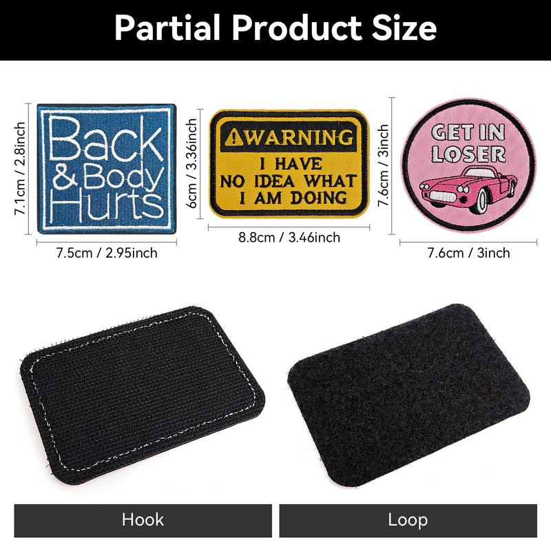 Hargs 20pcs Funny Tactical Morale Patches Pack, Hook & Loop