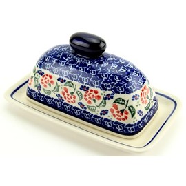 Polish Pottery Butter Dish 4" X 7" From Zaklady Ceramiczne Boleslawiec #1377-963 Traditional Pattern, Dimensions: 7.5 Inch X 4.4 Inch