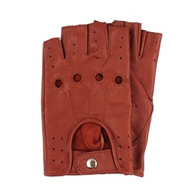 Swift Wear Half Finger Cycling Gloves Bus Driving Gym Wheelchair Fingerless Biker Weightlifting Leather (Tan, L)