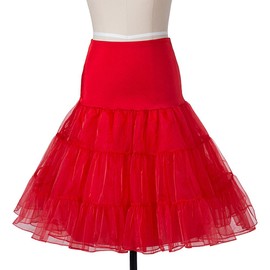 Boolavard 50's Petticoat Underskirt Retro Vintage Swing 1950's Rockabilly White, Black 14 Colours (L-XXL, Red)