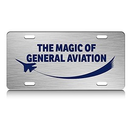 Press Fans - The Magic of General Aviation Aviation Pilot S.Steel Car SUV Truck License Plate Decorative Tag Chrome-D#g12