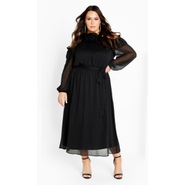 City Chic Women's Plus Size Nikita High Neck Flower Dress, Black