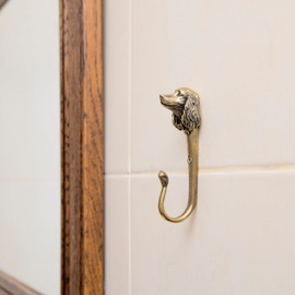 Cocker Spaniel Brass Wall Hook – Handmade Animal-Themed Hook for Coats, Towels, Bags, and Hats – Unique Dog Lover's Home Accessory