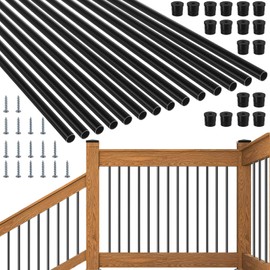 Hitgrand 101 Pack 26" Aluminum Deck Balusters, Hollow Round Aluminum Deck Railing with Screws for Railing Fencing, Iron Balusters Porch Staircase Stair Spindles 3/4" Diameter