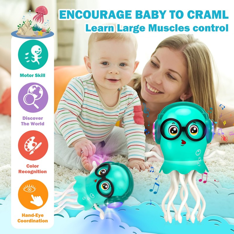 Dancing Octopus Baby Toys, Light Up Music Tummy Time Toys