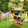 FEIXIDI Foldable Bamboo Shelf, Folding Shoe Rack, Flower Rack, Camping