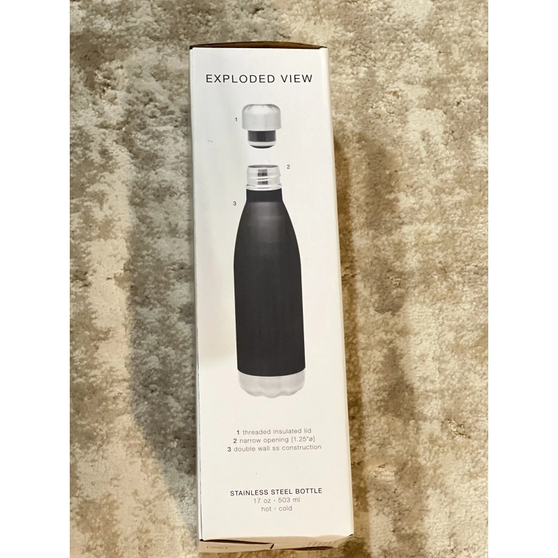 H2GO Force Water Bottle with Logo White Stainless Steel 17