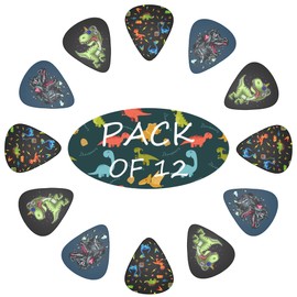 Guitar Picks Cool Dinosaur Rock Electric Guitar Picks Bass Picks Ukulele Picks 12 Pack Thin Medium Heavy