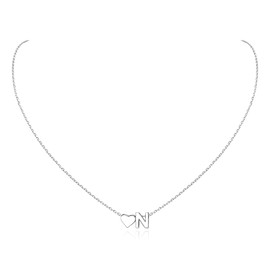 Aosyoisk 925 Sterling Silver Heart Letter Necklace, Ladies (N)