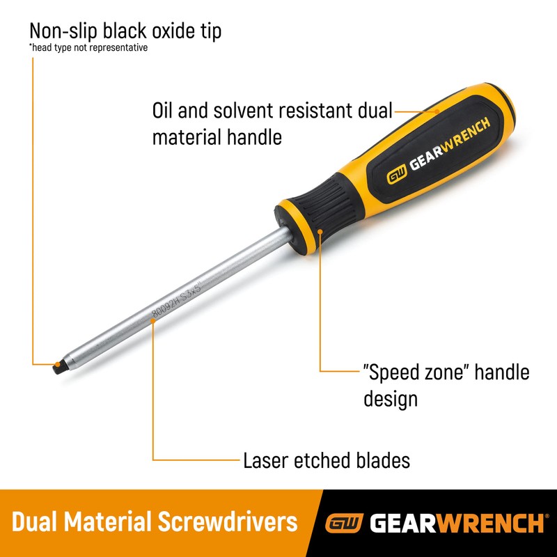 GEARWRENCH 1/4" x 4" Slotted Dual Material Screwdriver - 80013H