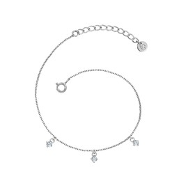 Glanzstücke München Women's Bracelet Rhodium-Plated 925 Sterling Silver with Topaz White Gemstone Bracelet, Silver, Topaz