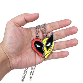 HLENOK Best Friends Half Heart Necklace Alloy Pendant Jewellery with Superhero Patterns Ornament Birthday Christmas Gifts 2PCS
