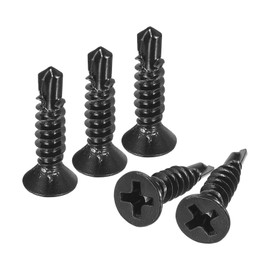 QUARKZMAN #8 x 3/4 Inch Self Tapping Screws, 80 Pieces 410 Stainless Steel Quick Self Tapping Screws, Flat Head Phillips Drive Self Drilling Screws, Black Oxide