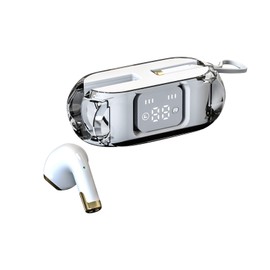 Wireless Bluetooth Earbuds with Digital Display IPX4 Waterproof BT 5.2 Transparent Wireless Stereo Earbuds Earphones White