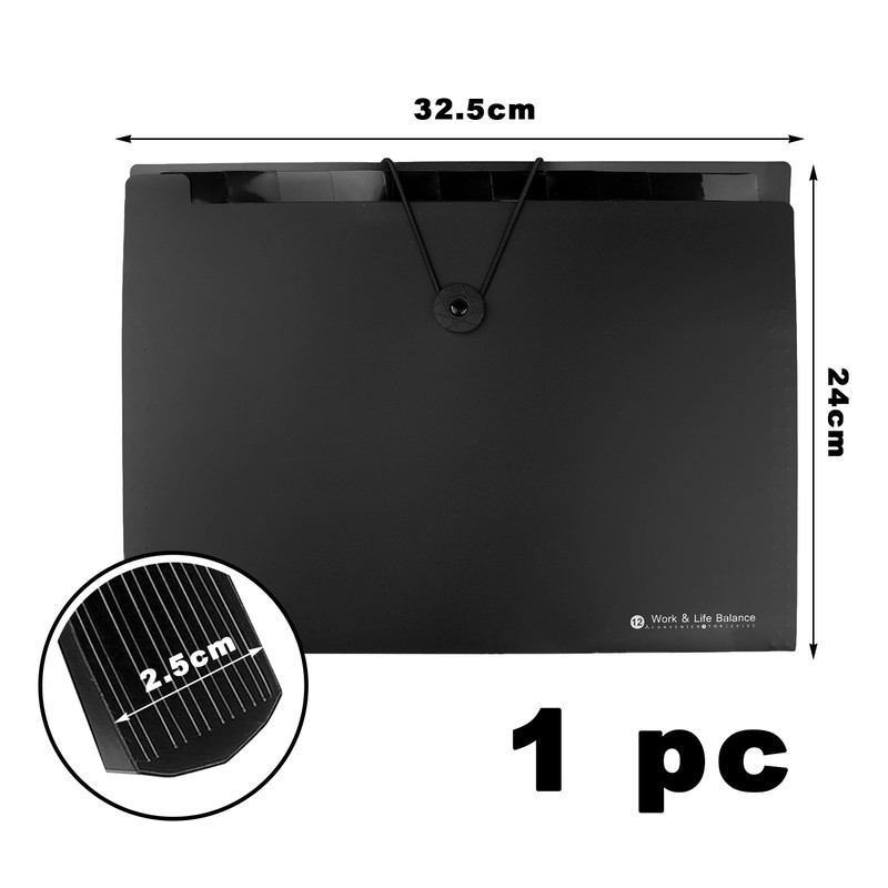 Pack of 1 A4 Document Folder with 12 Compartments, Expanding