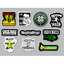 Punk Sticker Pack (10 Stickers) Set 5 Slaughter and The Dogs Wasted Youth Reagan one Way System English Dogs Citizen Fish Blitz Brigade Sticker Vinyl Badge Protest Art Graphic Punk Decal Scene