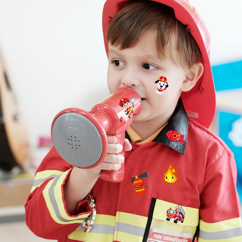 Haooryx 300pcs Firefighter Theme DIY Scene Sticker Roll, Cute Make