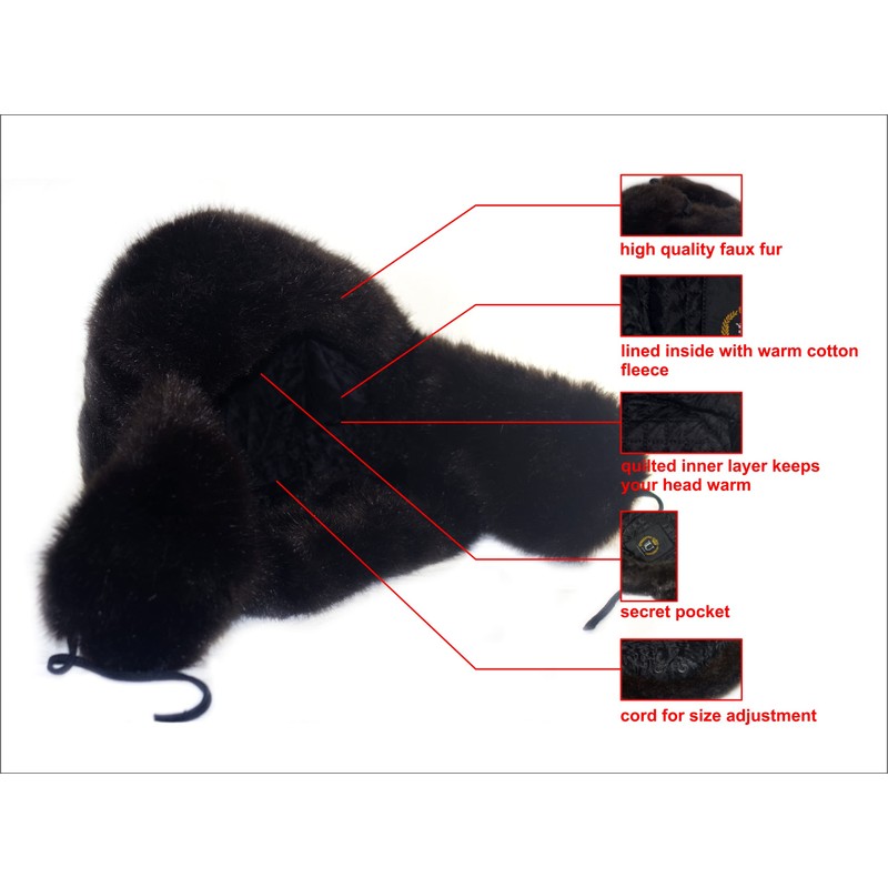 Gray Fur Winter Ushanka Hat with RED STAR Emblem (X-LARGE)