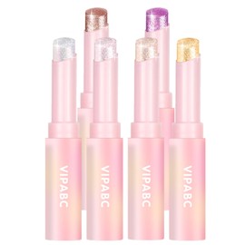 Crystal Jelly Glaze Eyeshadow Stick: Long Lasting Glitter Eye Shadow - Lightweight Highlighter Stick - Shimmering Skin Makeup for Eye, Body, Lip and Leg (6 Set Multicolor)